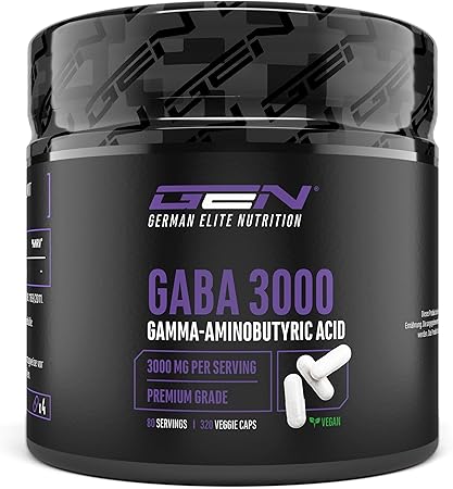 German Elite Nutrition | GABA 3000 – 320 Capsules of 750 mg Gamma Aminobutyric Acid