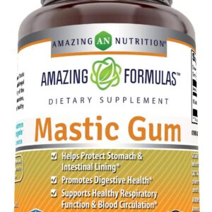Amazing Formulas Mastic Gum 500 Mg 120 Capsules لبان المستكه 500 مجم ، لصحة الجهاز الهضمى ، ومضاد للأكسدة ومضاد للإلتهابات ولصحة القلب والأوعية الدموية ، 120 كبسولة