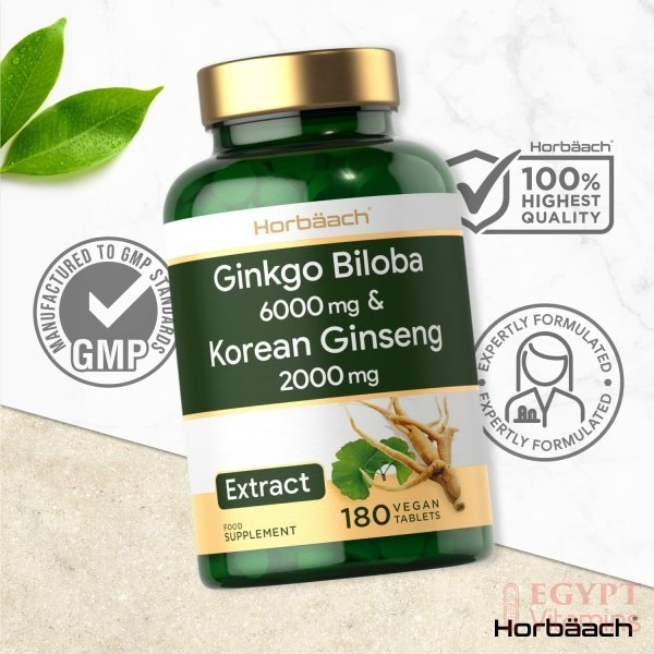 Ginkgo Biloba 6000mg & Korean Panax Ginseng 2000mg | 180 Vegan Tablets | High Strength | Non-GMO, Gluten Free Supplement | No Artificial Preservatives - الصورة 11