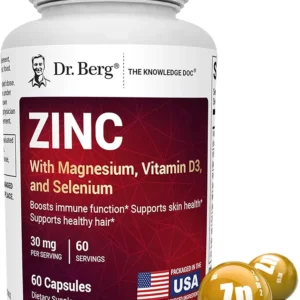 Dr. Berg Zinc | 30mg Chelated Zinc + Magnesium, D3 & More | Immune Support | 60 Capsules