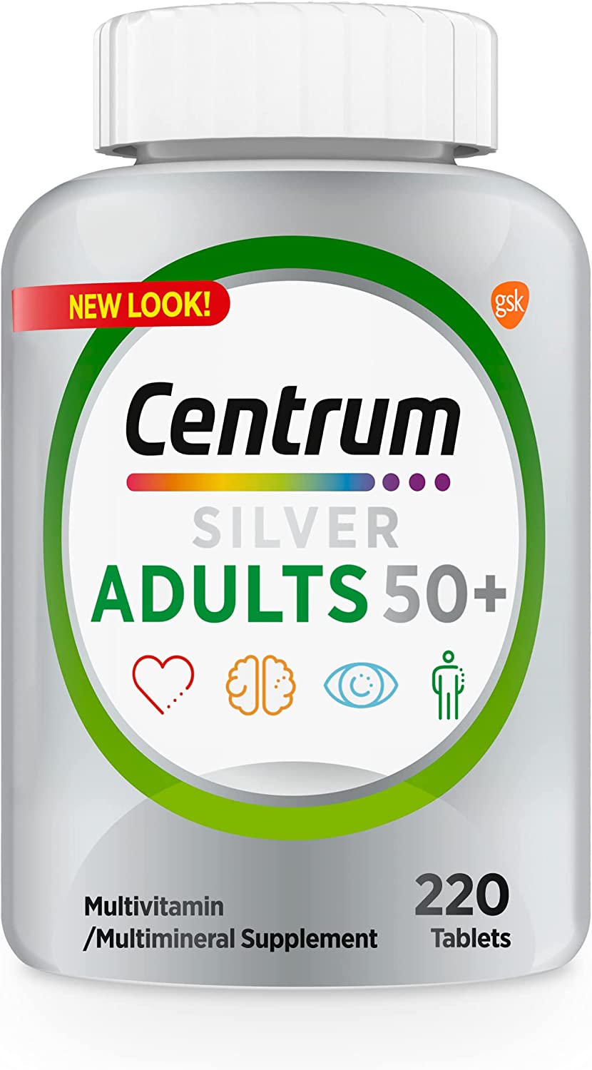 Centrum Silver Adults 50+ Multivitamin, 220 Tablets سنتروم فضى ، فيتامينات و معادن متعددة للبالغين من الجنسين فوق ال 50 عام _ 220 حباية