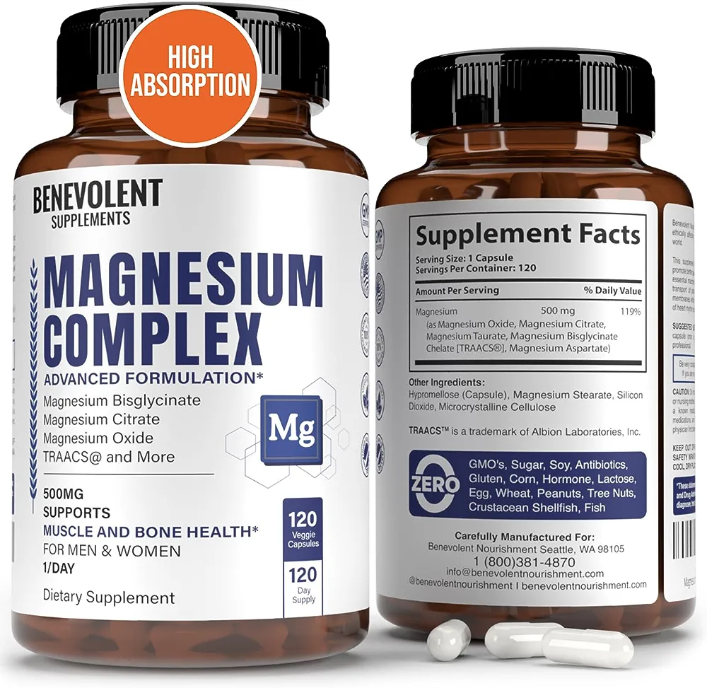 5-in-1 Magnesium Complex by Benevolent | 120 Capsules