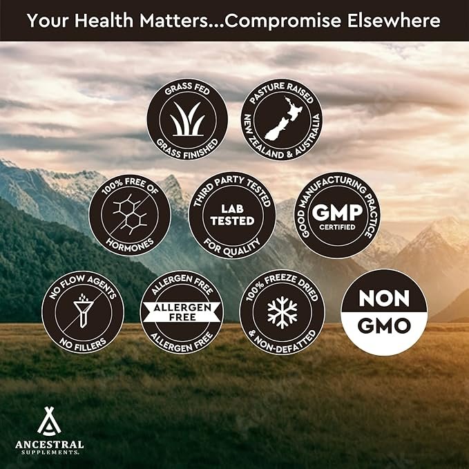 Ancestral Supplements Grass Fed Beef Heart Supplement, 3300mg, CoQ10 Supplement with Grass Fed Beef Liver, Supports Energy, Immune, Heart and Mitochondrial Health, Non GMO, 180 Capsules - الصورة 4