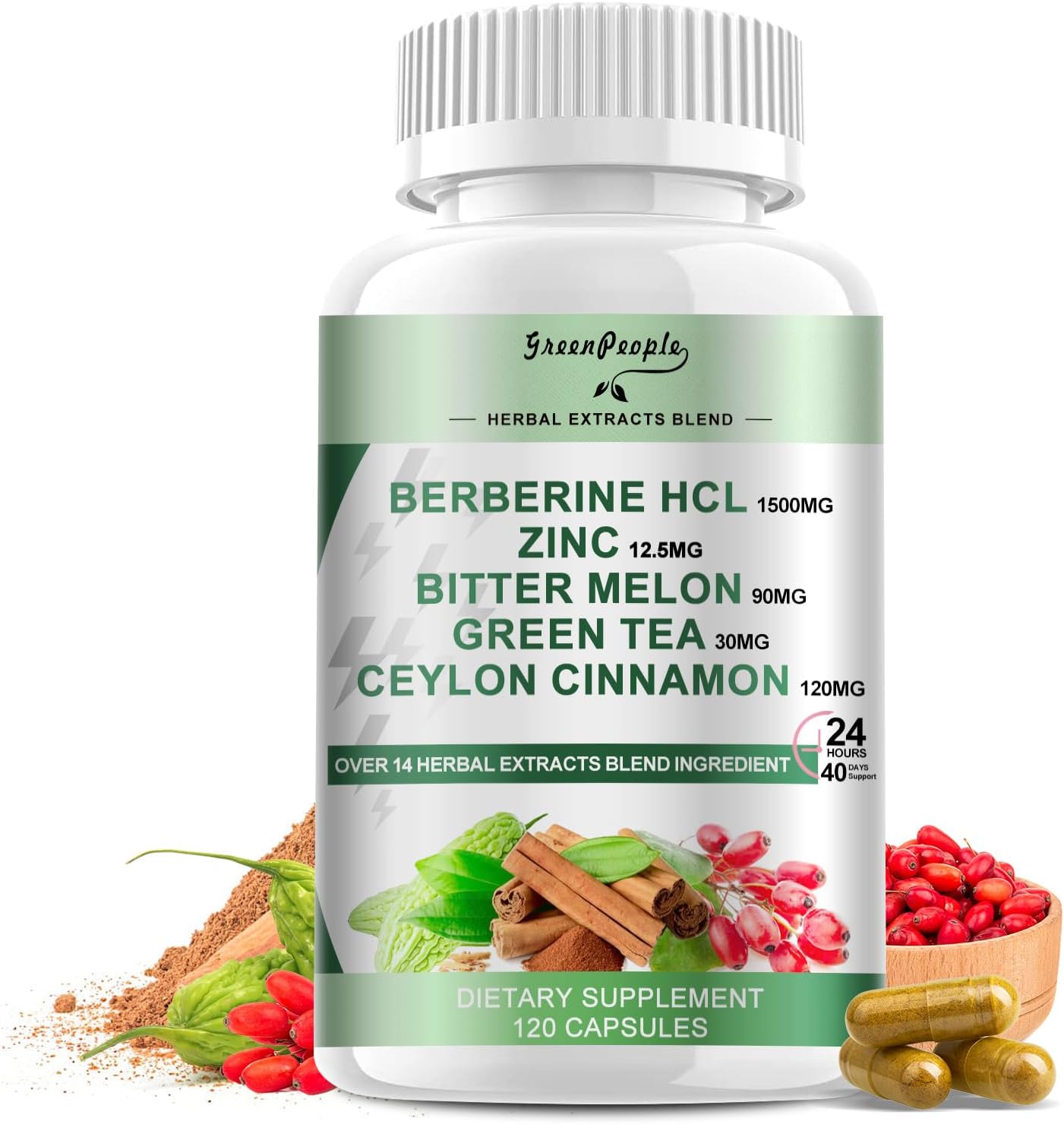 greenpeople Berberine Supplement with Ceylon Cinnamon | 120 capsules
