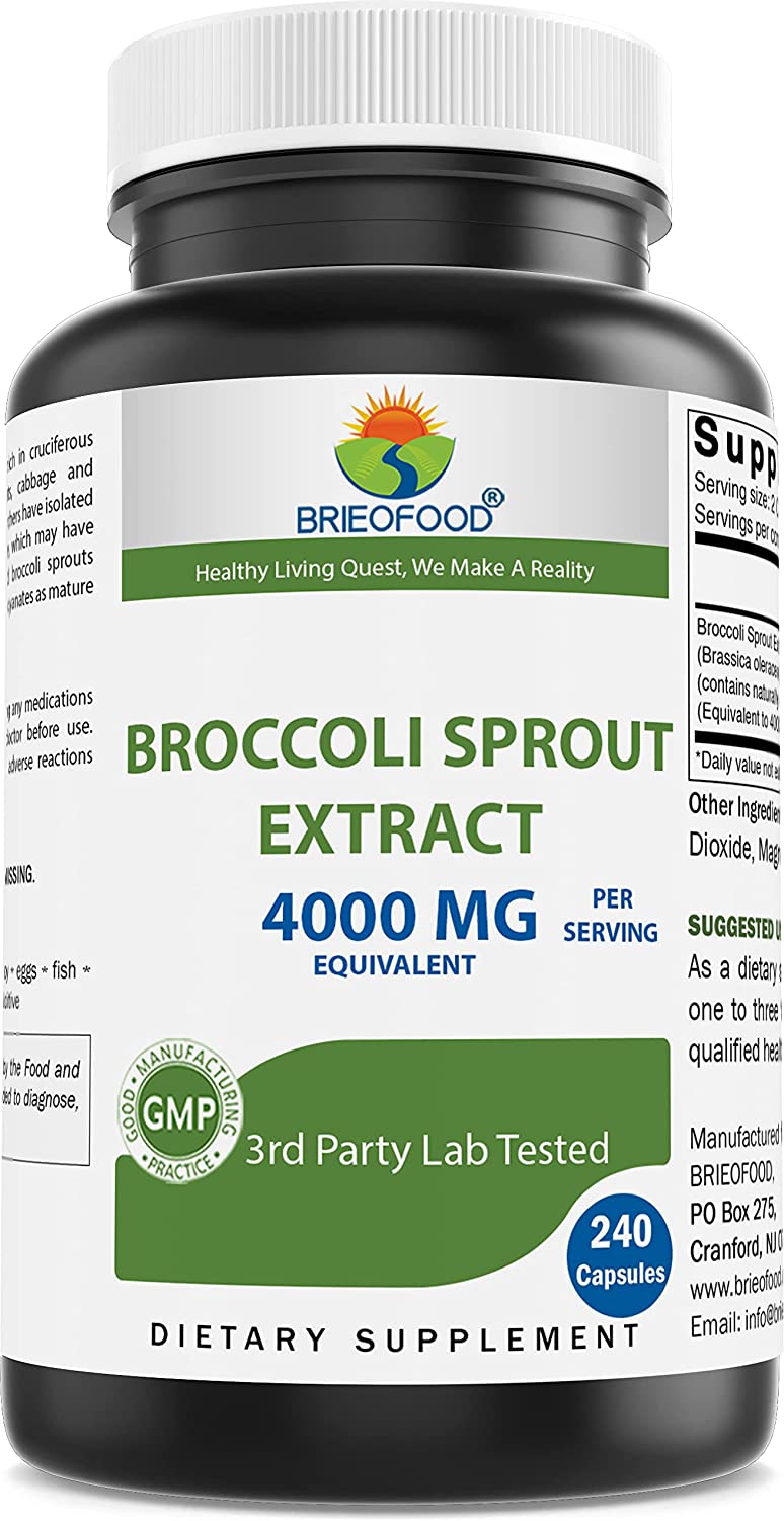 Brieofood Broccoli Sprout Extract 4000mg Serving – 240 Capsules