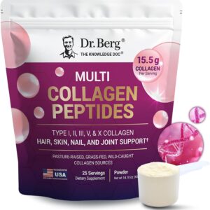 Dr. Berg Multi Collagen Peptides Powder – Grass-Fed, Pasture-Raised & Wild-Caught Collagen Sources – 25 Servings