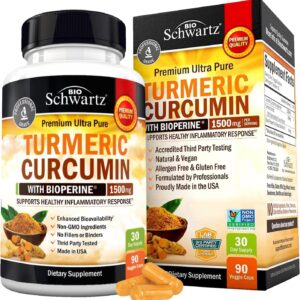 Bio Schwartz | Turmeric Curcumin with Black Pepper Extract 1500mg | 90 Capsules