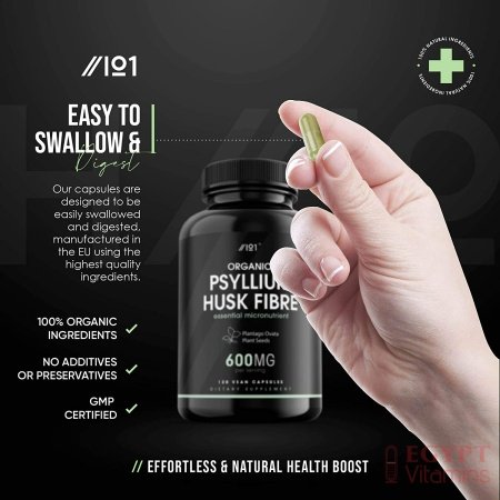 Alpha01 Organic Psyllium Husk Fibre – 600mg – Natural Prebiotic Fibre Supplement from Raw Plantago Ovata Seeds – Ispaghula Husk – Made in The UK – 120 Vegan Capsules ألياف قشور السيليوم العضوى ، 600 مجم ، بريبيوتيك الطبيعى من بذور بلانتاجو أوفاتا الخام وقشور إسباجولا ، 120 كبسولة نباتية - الصورة 21