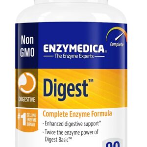 Enzymedica Digest, Complete Enzyme Formula for Everyone’s Digestive Health, with Full Range of Enzymes for Everyday Diets, 90 Capsulesتركيبة إنزيمية كاملة لصحة الجهاز الهضمي وحل مشاكله من تقلصات وانتفاخات وعسر الهضم عبوة 90 كبسولة