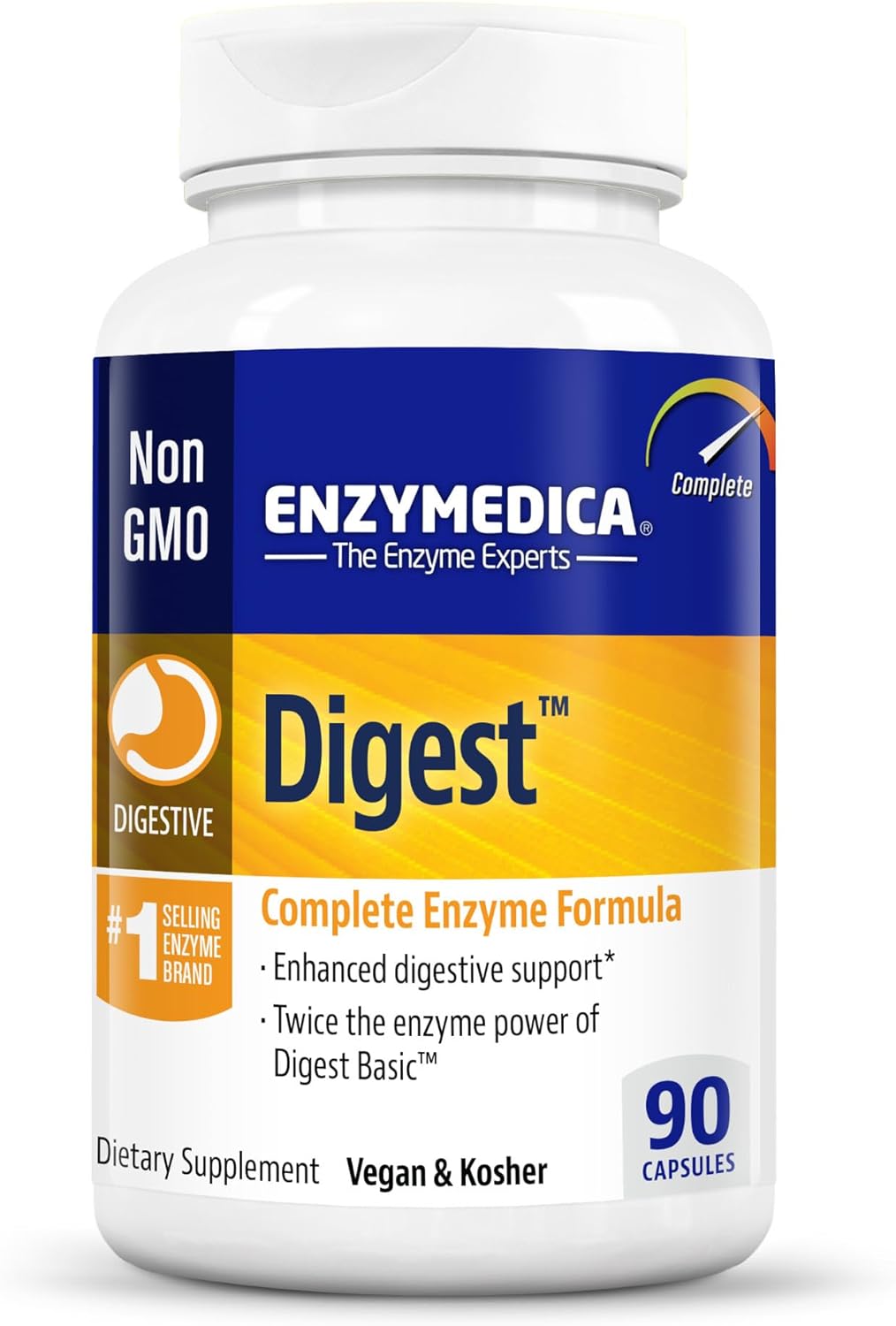 Enzymedica Digest, Complete Enzyme Formula for Everyone’s Digestive Health, with Full Range of Enzymes for Everyday Diets, 90 Capsulesتركيبة إنزيمية كاملة لصحة الجهاز الهضمي وحل مشاكله من تقلصات وانتفاخات وعسر الهضم عبوة 90 كبسولة