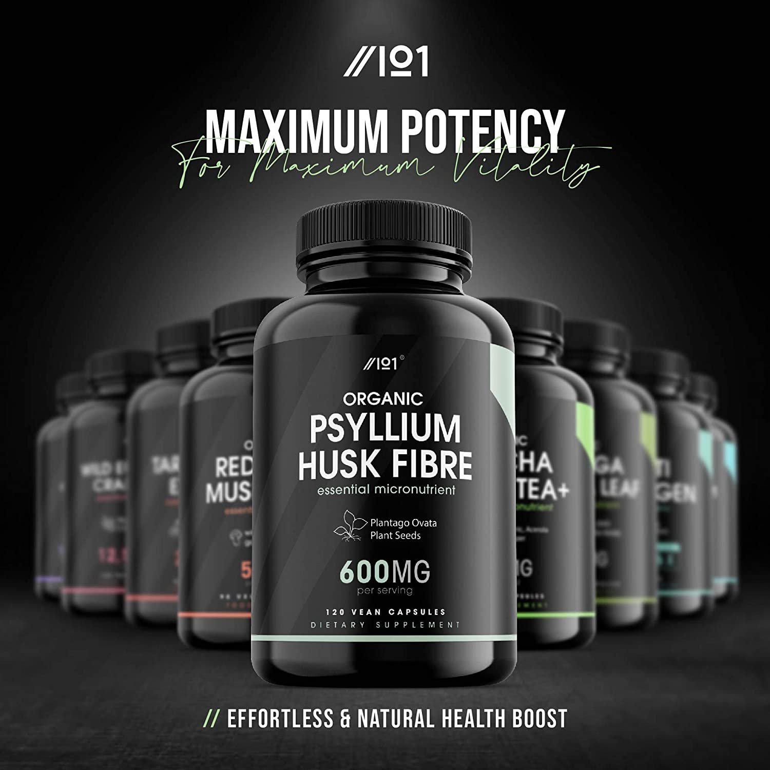 Alpha01 Organic Psyllium Husk Fibre – 600mg – Natural Prebiotic Fibre Supplement from Raw Plantago Ovata Seeds – Ispaghula Husk – Made in The UK – 120 Vegan Capsules ألياف قشور السيليوم العضوى ، 600 مجم ، بريبيوتيك الطبيعى من بذور بلانتاجو أوفاتا الخام وقشور إسباجولا ، 120 كبسولة نباتية - الصورة 4