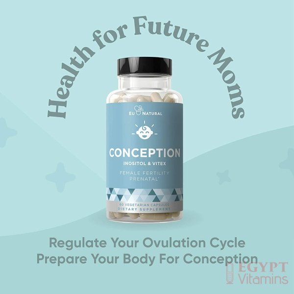 Eu Natural Conception Fertility Prenatal Vitamins – Regulate Your Cycle, Balance Hormones, Aid Ovulation – Myo-Inositol, Vitex, Folate Folic Acid Pills – 60 Vegetarian Soft Capsules فيتامينات لزيادة الخصوبة الطبيعى ، وتعزيز الحمل الصحى ، وحفظ التوازن الهرمونى ، 60 كبسولة نباتية - الصورة 8