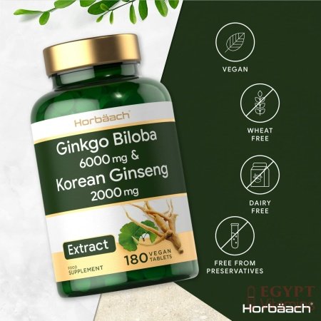 Ginkgo Biloba 6000mg & Korean Panax Ginseng 2000mg | 180 Vegan Tablets | High Strength | Non-GMO, Gluten Free Supplement | No Artificial Preservatives - الصورة 19