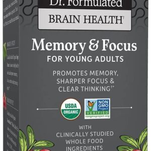 Garden of Life Dr. Formulated Organic Brain Health Memory & Focus for Young Adults Tablets دكتور فورميلايد ، فيتامينات ومعادن نباتية عضوية لصحة المخ والذاكرة ، وزيادة التركيز لصغار البالغين ، 60 حباية
