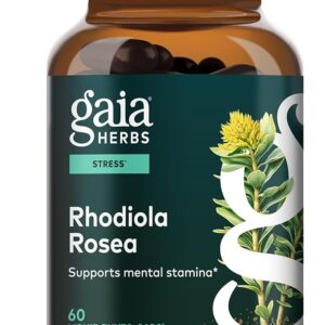 Gaia Herbs Rhodiola Rosea 120mg Extract | Stress Relief & Mental Focus | 60 Servings