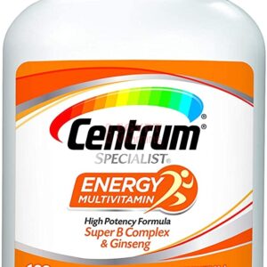 Centrum Specialist Energy Complete Multivitamin / Multimineral Supplement – 120 Tablets سنتروم ، الطاقة التخصصية الكاملة ، خليط من الفيتامينات والمعادن ، مع فيتامين ب المركب والجينسينج ، لزيادة إنتاج الطاقة ، 120 حباية