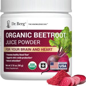Dr. Berg Raw Organic Beet Root Powder | Nitric Oxide & BP Support | 30 Servings