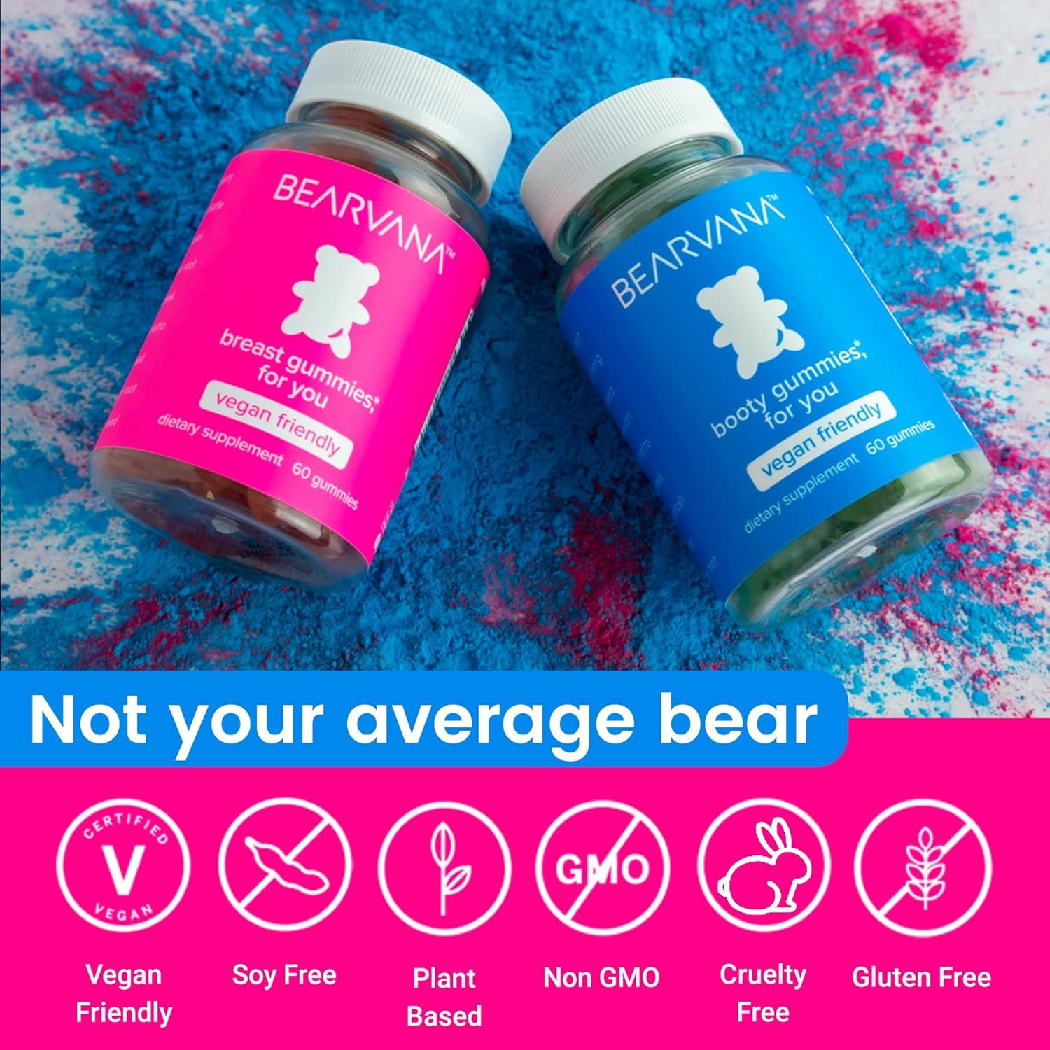 BEARVANA Top & Peach Support Combo Pack Gummies for Women | 9 Herbal Extracts Including Fenugreek, Maca & Fennel | Essential Vitamins | Berry Flavor | 2-Pack (120 Gummies) - الصورة 5