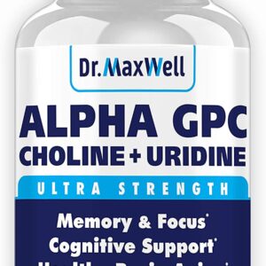 Alpha GPC 600mg + Uridine, a Choline Enhancer. Better Than Alpha-GPC or Uridine Аlone. Best Alpha GPC Choline: 2in1, Soy Free, No Fillers, USA. Best Choline Form, 60 Pills, Money Back Guarantee الفا ج ب س 600 مجم اليوريدين ، محسن الكولين (أفضل شكل للكولين) 60 حباية