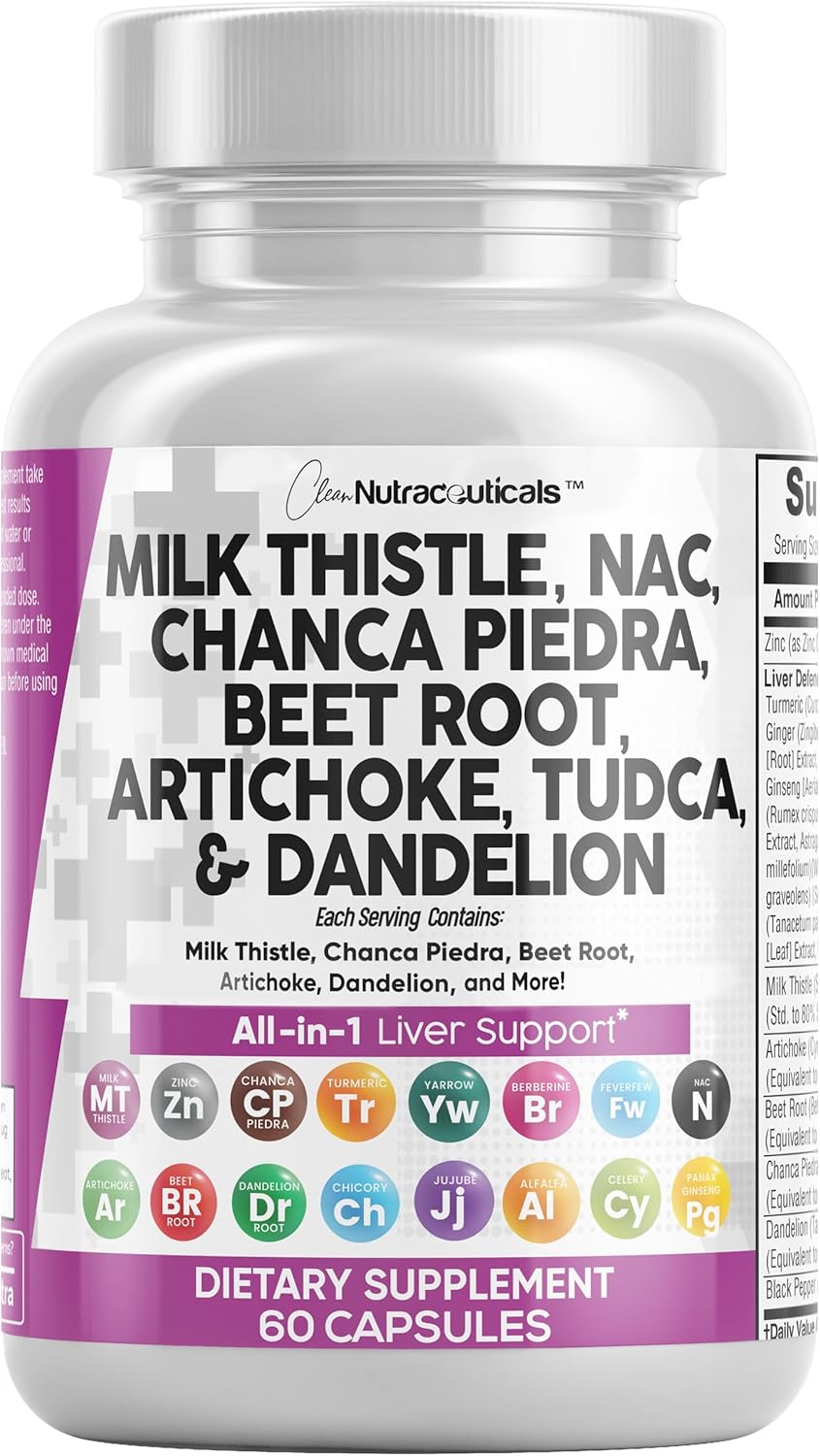28-in-1 Liver Support Supplement | Milk Thistle, TUDCA & NAC | 60 caps