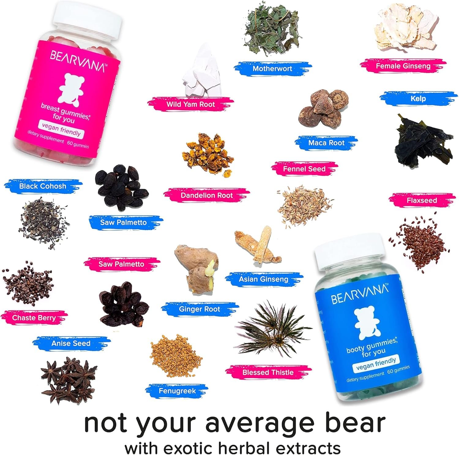 BEARVANA Top & Peach Support Combo Pack Gummies for Women | 9 Herbal Extracts Including Fenugreek, Maca & Fennel | Essential Vitamins | Berry Flavor | 2-Pack (120 Gummies) - الصورة 4