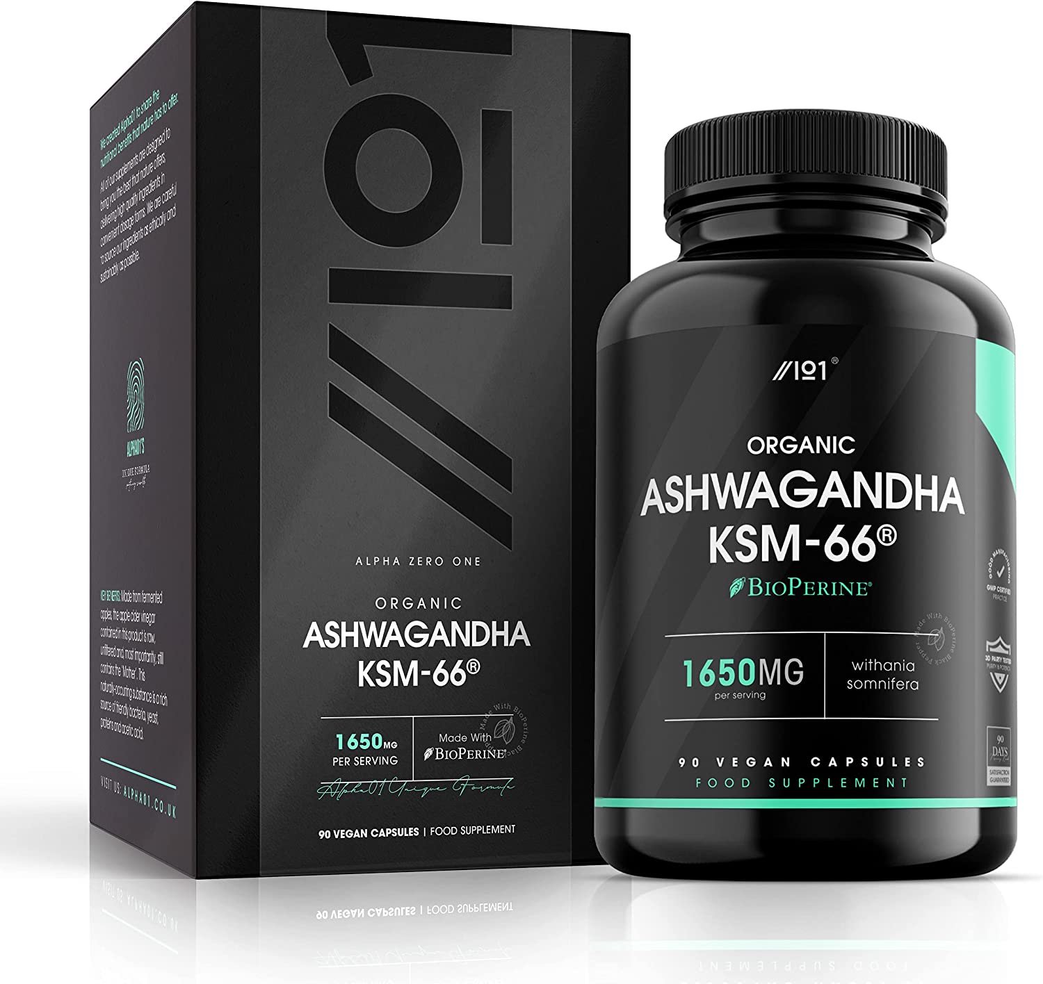 Ashwagandha KSM-66 with BioPerine1650mg – 90 Capsulesالأشواجندا العضوية ك اس ام _66 مع الفلفل الأسود العضوى لسهولة الإمتصاص ، 90 كبسولة
