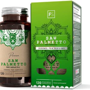 Focus Saw Palm Extract High Dose Capsules (Saw Palmetto) – 3000 mg 20:1 Extract with Zinc – 120 Vegan Capsules | For Healthy Prostate & Hormonal Balance in Men منشار بالميتو عالى جرعة 3000 مجم استخلاص 1: 20 مع الزنك ، لصحة البروستاتا و لحفظ التوازن الهرمونى للرجال ، 120 كبسولة نباتية