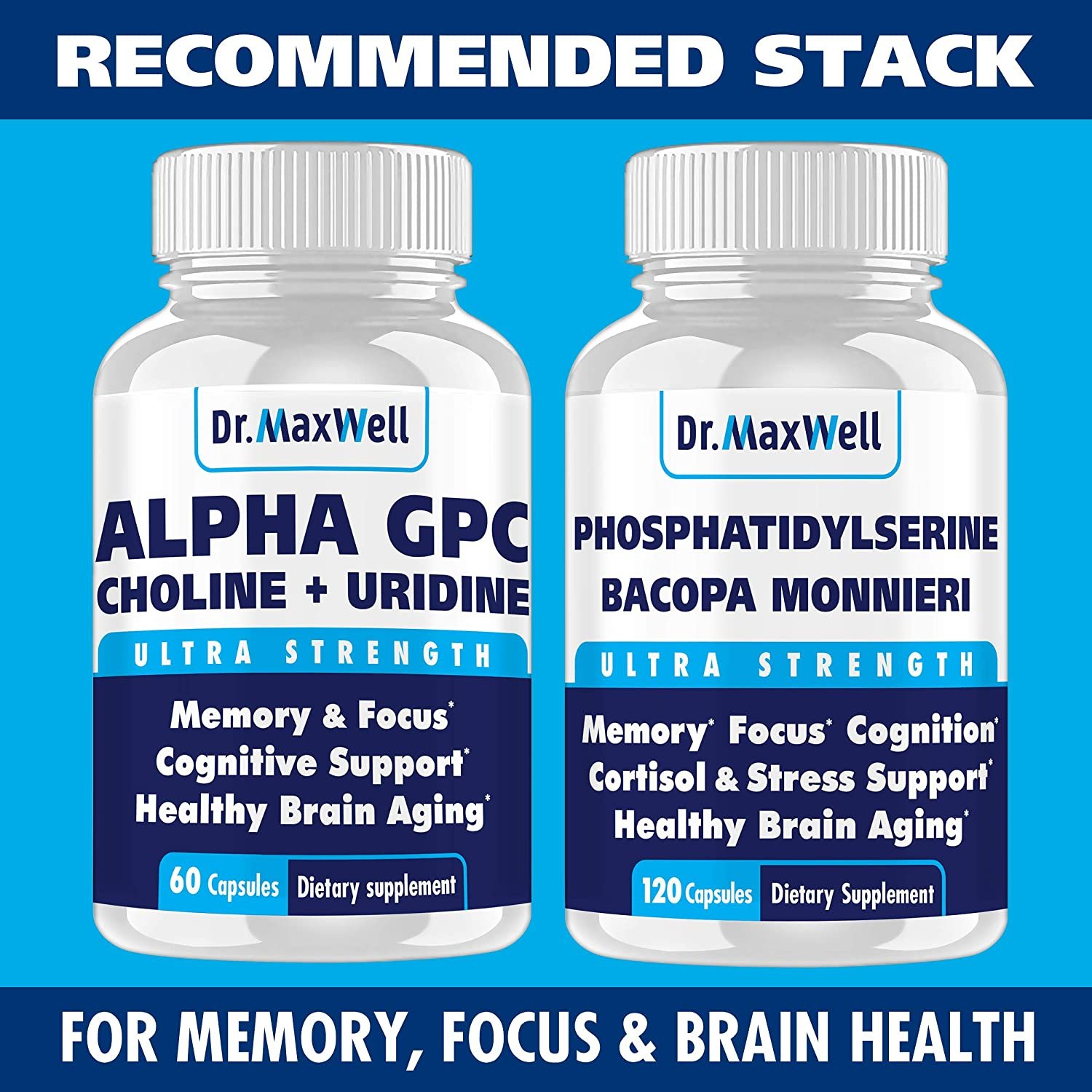 Alpha GPC 600mg + Uridine, a Choline Enhancer. Better Than Alpha-GPC or Uridine Аlone. Best Alpha GPC Choline: 2in1, Soy Free, No Fillers, USA. Best Choline Form, 60 Pills, Money Back Guarantee الفا ج ب س 600 مجم اليوريدين ، محسن الكولين (أفضل شكل للكولين) 60 حباية - الصورة 3