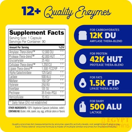 Enzymedica Digest, Complete Enzyme Formula for Everyone’s Digestive Health, with Full Range of Enzymes for Everyday Diets, 90 Capsulesتركيبة إنزيمية كاملة لصحة الجهاز الهضمي وحل مشاكله من تقلصات وانتفاخات وعسر الهضم عبوة 90 كبسولة - الصورة 20