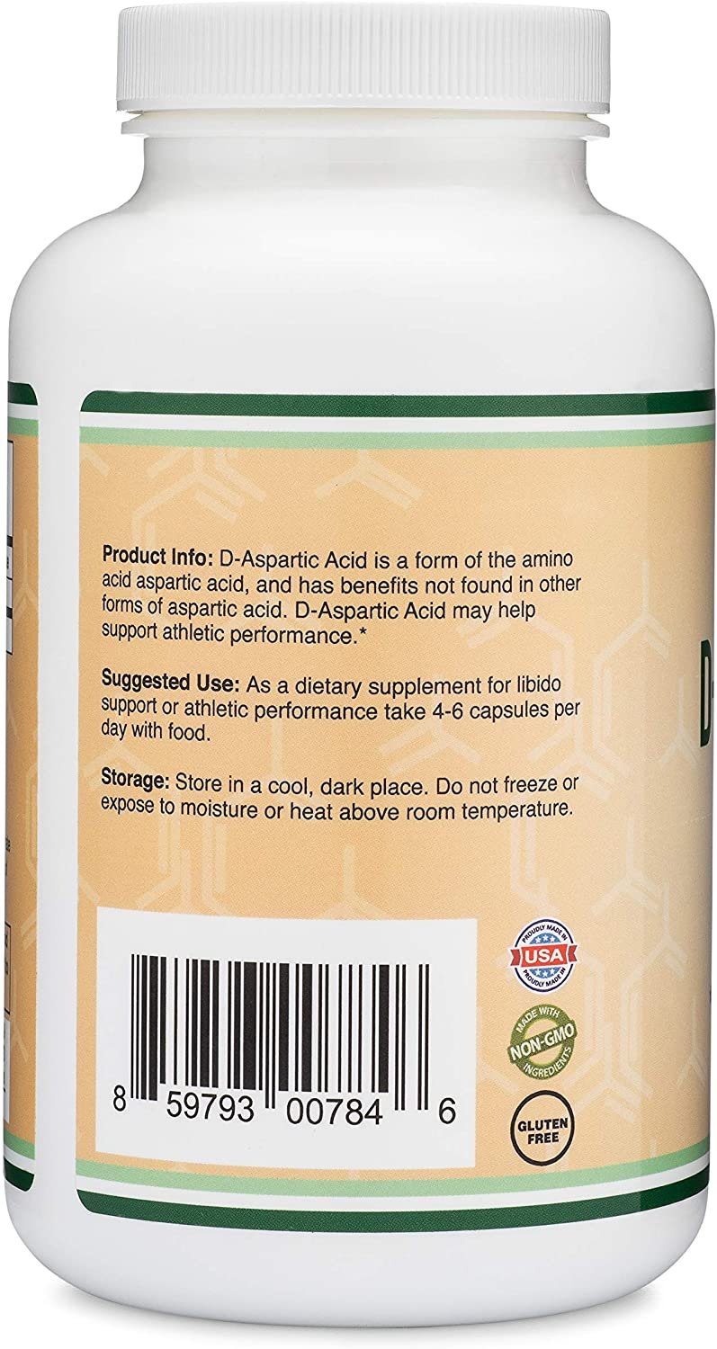 Double Wood Supplements D-Aspartic Acid (DAA) 2,000mg Per Serving, 300 Capsules, Promotes Athletic Performance and Testosterone Levels (Vegan Safe, Non-GMO, Gluten Free, Made in The USA مكملات دبل وود حمض الاسبارتيك 2,000 مجم للجرعة ، لتحسين الأداء الرياضى ورفع مستوى هرمون التستوستيرون 300 كبسولة - الصورة 3