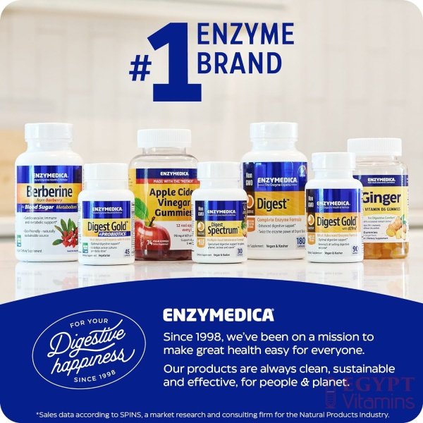 Enzymedica Digest, Complete Enzyme Formula for Everyone’s Digestive Health, with Full Range of Enzymes for Everyday Diets, 90 Capsulesتركيبة إنزيمية كاملة لصحة الجهاز الهضمي وحل مشاكله من تقلصات وانتفاخات وعسر الهضم عبوة 90 كبسولة - الصورة 17