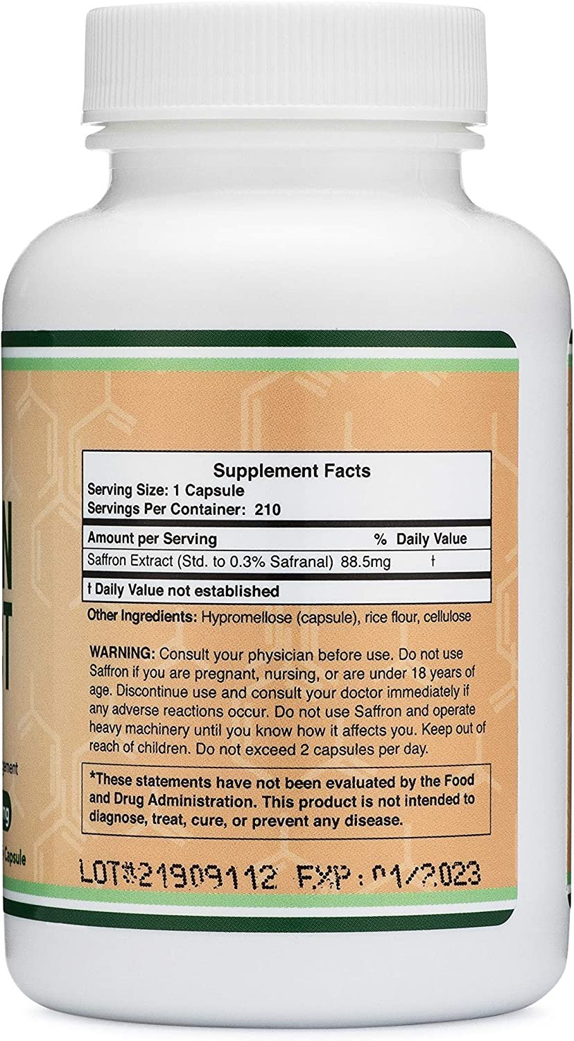 Double Wood Saffron Extract 88.5mg Appetite Suppressant for Weight Loss (Supports Eye, Retina, and Lens Health)210 Capsulesمكمل مستخلص الزعفران 88.5 مجم مثبط للشهية لفقدان الوزن (يدعم صحة العين والشبكية والعدسة 210كبسولة - الصورة 2