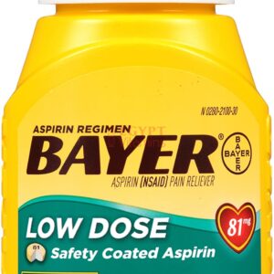 Bayer Aspirin Regimen Bayer 81mg Enteric Coated Tablets | Pain Reliever – 300 Count اسبرين باير ، للسيطرة على الكولسترول والتحكم فى ضغط الدم ولصحة القلب ، 300 حباية