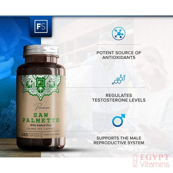 FS Saw Palmetto Capsules High Strength 3000mg with Added Zinc 15mg | Saw Palmetto Extract (20:1) | 240 Vegan Capsules – 8 Month Supply | Gluten Freeمستخلص بالميتو المنشار 3000 مجم للكبسولة بنسبة إستخلاص 1 : 20 مع الزنك ، 240 كبسولة نباتية تكفى 8 أشهر - الصورة 12