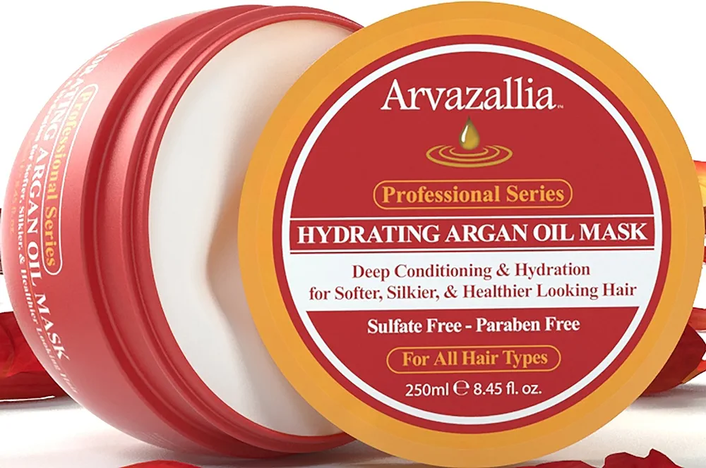Arvazallia Hydrating Argan Oil Hair Mask and Deep Conditioner for Dry or Damaged Hair – 8.45 Ozماسك وبلسم للشعر بزيت الارجان المرطب لإصلاح الشعر التالف والجاف - الصورة 3