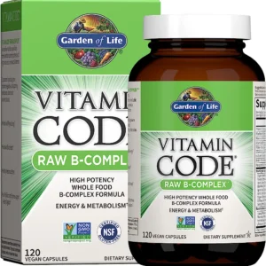 Garden of Life Raw B Complex – Vitamin Code – 120 Vegan Capsules, High Potency Vitamins for Energy & Metabolism with B2 Riboflavin, B1, B3, B6, Folate, B12 as Methylcobalamin & Biotin Plus Probiotics