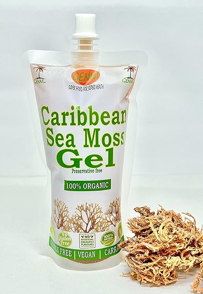GENNI Sea Moss Gel with a Hint of Cinnamon and Nutmeg (aka Irish Moss & Carrageenen) من جينى جل الطحالب البحرية مع لمسة من القرفة وجوزة الطيب (المعروفة أيضًا باسم الطحالب الإيرلندية والكاراجينان)