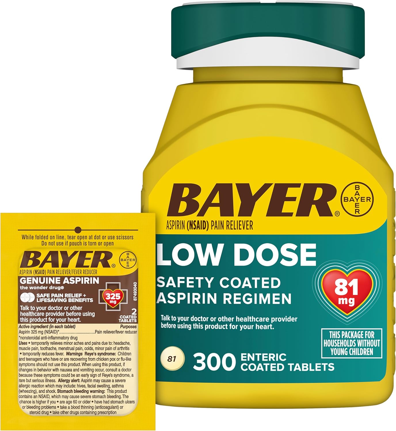 Bayer Aspirin 81mg | 300 Coated Tablets