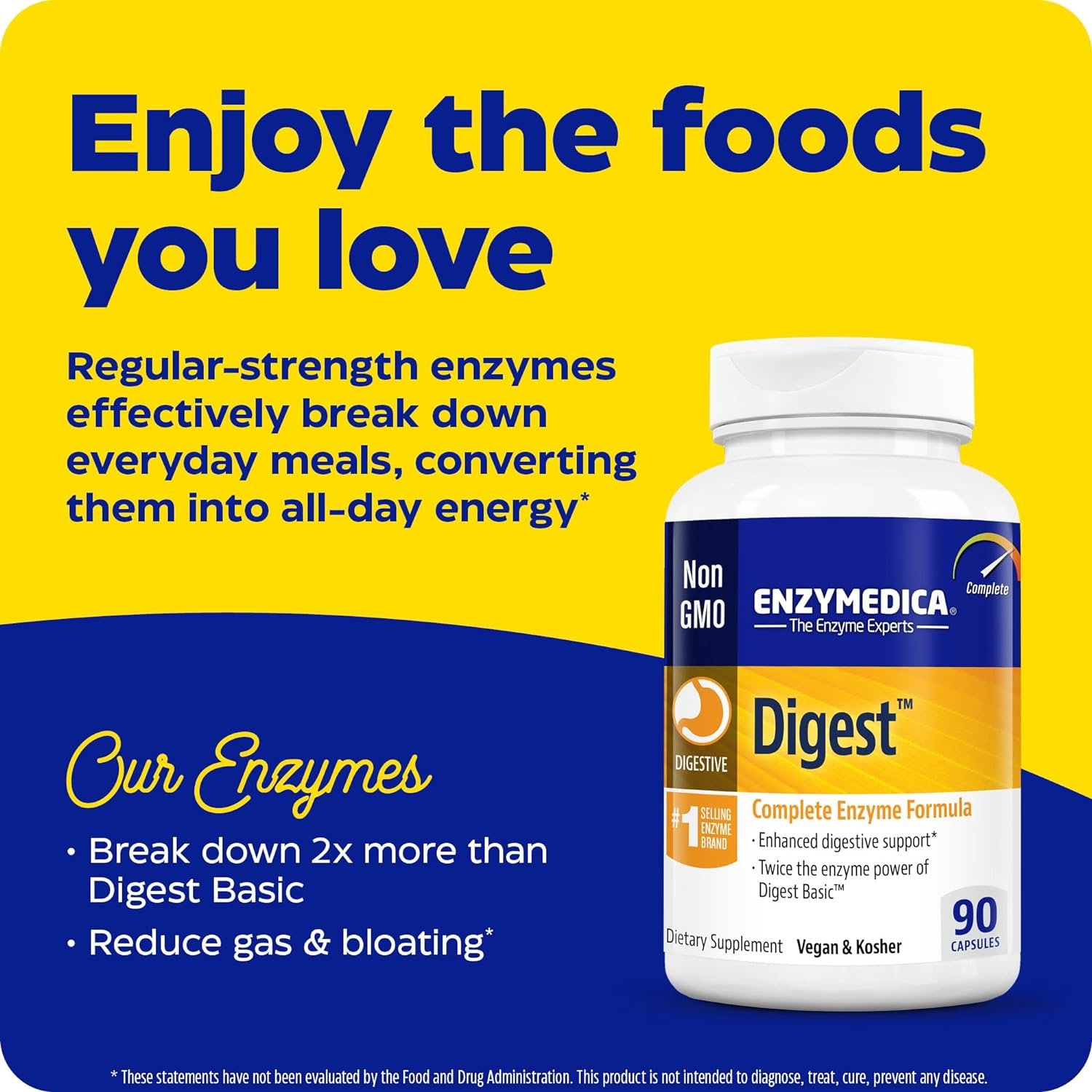 Enzymedica Digest, Complete Enzyme Formula for Everyone’s Digestive Health, with Full Range of Enzymes for Everyday Diets, 90 Capsulesتركيبة إنزيمية كاملة لصحة الجهاز الهضمي وحل مشاكله من تقلصات وانتفاخات وعسر الهضم عبوة 90 كبسولة - الصورة 6
