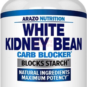Arazo Nutriotion White Kidney Bean Extract – 100% Pure Carb Blocker and Fat Absorber for Weight Loss – Intercept Carbs – 60 Capsules مستخلص الفاصوليا البيضاء ، لفقدان الوزن ، لتغليف الكربوهيدرات والدهون ، و يمنع الجسم من هضمها او إمتصاصها 60 كبسولة