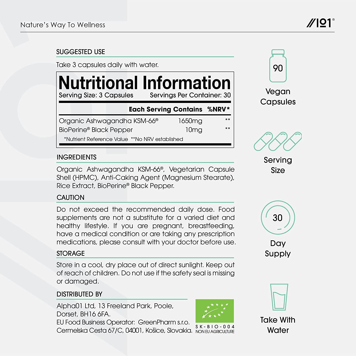 Ashwagandha KSM-66 with BioPerine1650mg – 90 Capsulesالأشواجندا العضوية ك اس ام _66 مع الفلفل الأسود العضوى لسهولة الإمتصاص ، 90 كبسولة - الصورة 2