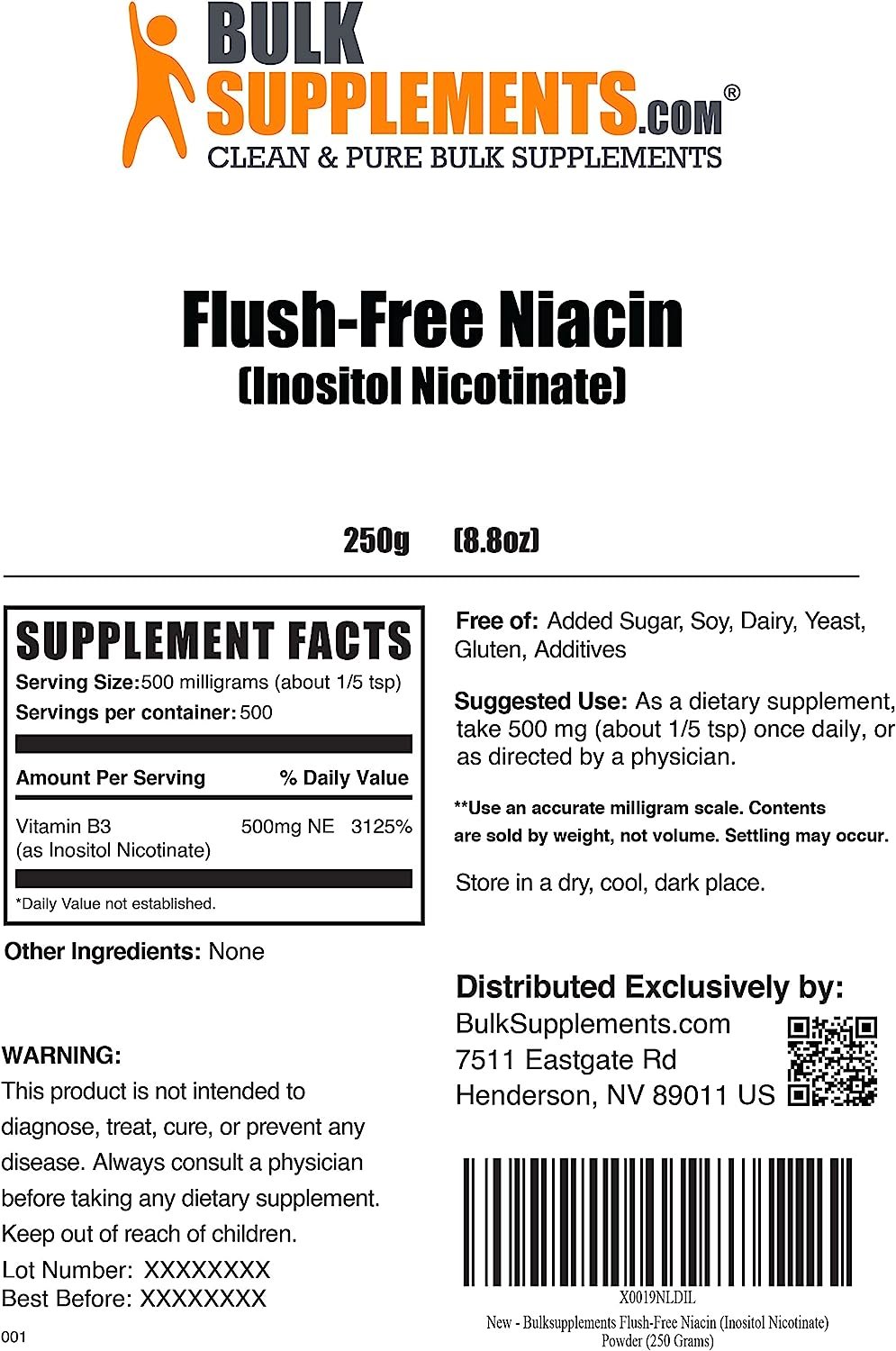 BULKSUPPLEMENTS.COM Niacin Powder – Niacin 500mg – Niacin with Flushing – Vitamin B3 Supplement – Niacin Flush – B3 Vitamins – 500mg of Nicotinic Acid per Serving (250 Grams – 8.8 oz) - الصورة 6