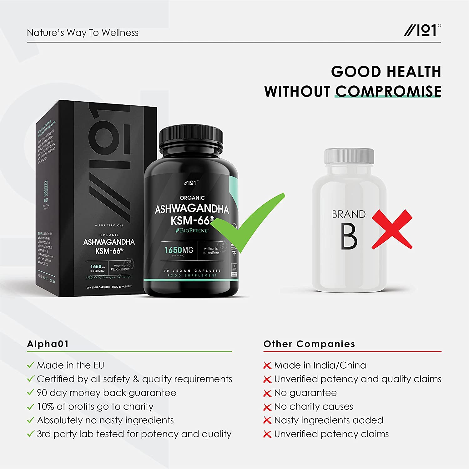 Ashwagandha KSM-66 with BioPerine1650mg – 90 Capsulesالأشواجندا العضوية ك اس ام _66 مع الفلفل الأسود العضوى لسهولة الإمتصاص ، 90 كبسولة - الصورة 5