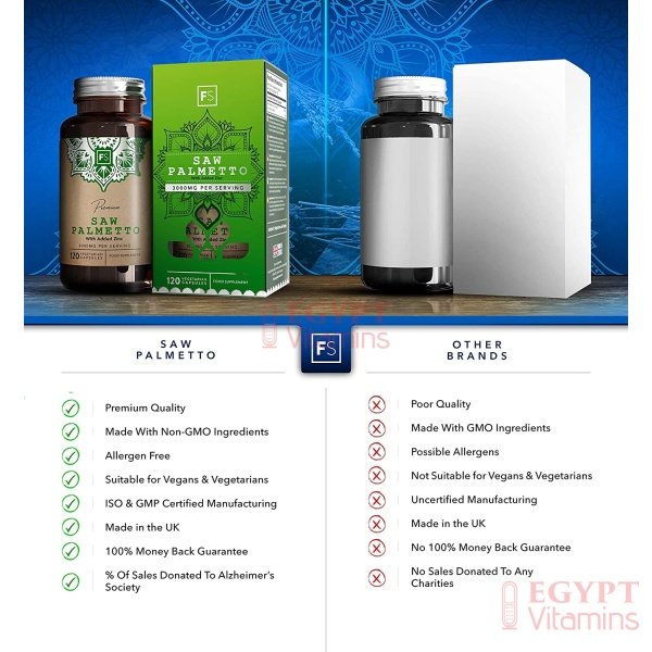Focus Saw Palm Extract High Dose Capsules (Saw Palmetto) – 3000 mg 20:1 Extract with Zinc – 120 Vegan Capsules | For Healthy Prostate & Hormonal Balance in Men منشار بالميتو عالى جرعة 3000 مجم استخلاص 1: 20 مع الزنك ، لصحة البروستاتا و لحفظ التوازن الهرمونى للرجال ، 120 كبسولة نباتية - الصورة 10