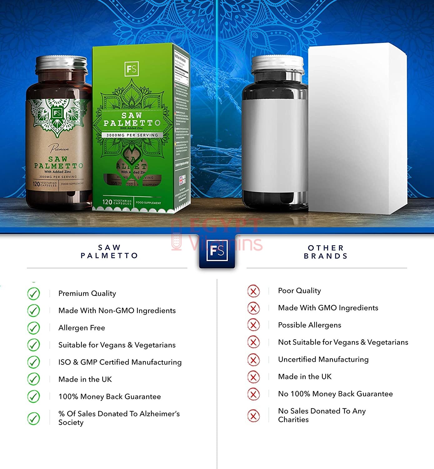 Focus Saw Palm Extract High Dose Capsules (Saw Palmetto) – 3000 mg 20:1 Extract with Zinc – 120 Vegan Capsules | For Healthy Prostate & Hormonal Balance in Men منشار بالميتو عالى جرعة 3000 مجم استخلاص 1: 20 مع الزنك ، لصحة البروستاتا و لحفظ التوازن الهرمونى للرجال ، 120 كبسولة نباتية - الصورة 3