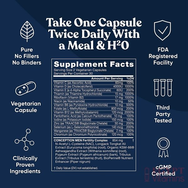 Eu Natural Conception Men Fertility Vitamins – Male Optimal Count, Motility Strength, Healthy Volume Production – Zinc, Folate, Ashwagandha Pills – 60 Vegetarian Soft Capsules فيتامينات الخصوبة للرجال ، مع الزنك وحمض الفوليك والأشواجندا ، لزيادة الخصوبة ، و تحسين الصحة الإنجابية ، 60 كبسولة نباتية - الصورة 9