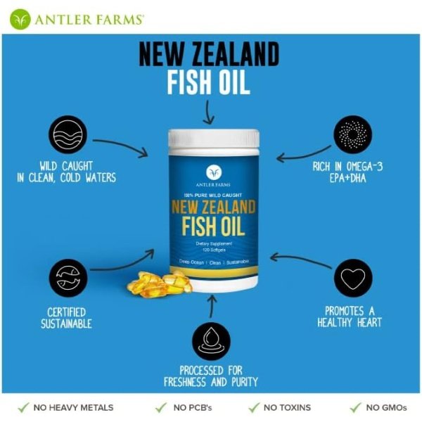 Antler Farms New Zealand Fish Oil, 120 Softgels - الصورة 8