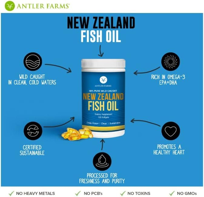 Antler Farms New Zealand Fish Oil, 120 Softgels - الصورة 3