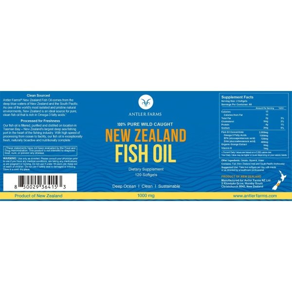 Antler Farms New Zealand Fish Oil, 120 Softgels - الصورة 7