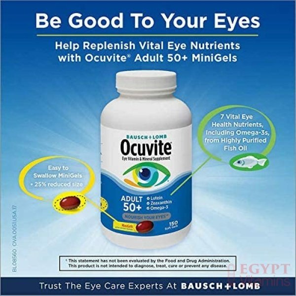 Bausch + Lomb Ocuvite Adult 50+ with Lutein, Zeaxanthin and Omega-3, 150 Soft Gels - الصورة 6